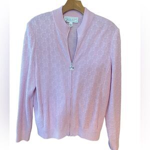 St. John By Marie Gray Sz M Soft Pink Wool Blend Logo Knit Resortwear Jacket